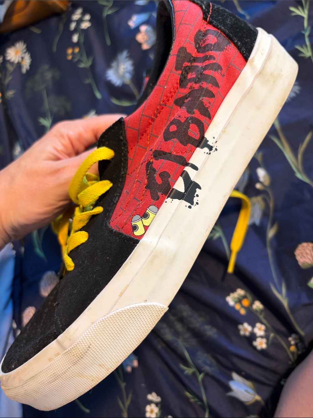 Vans Kids Black & Red Sneakers with Yellow Laces